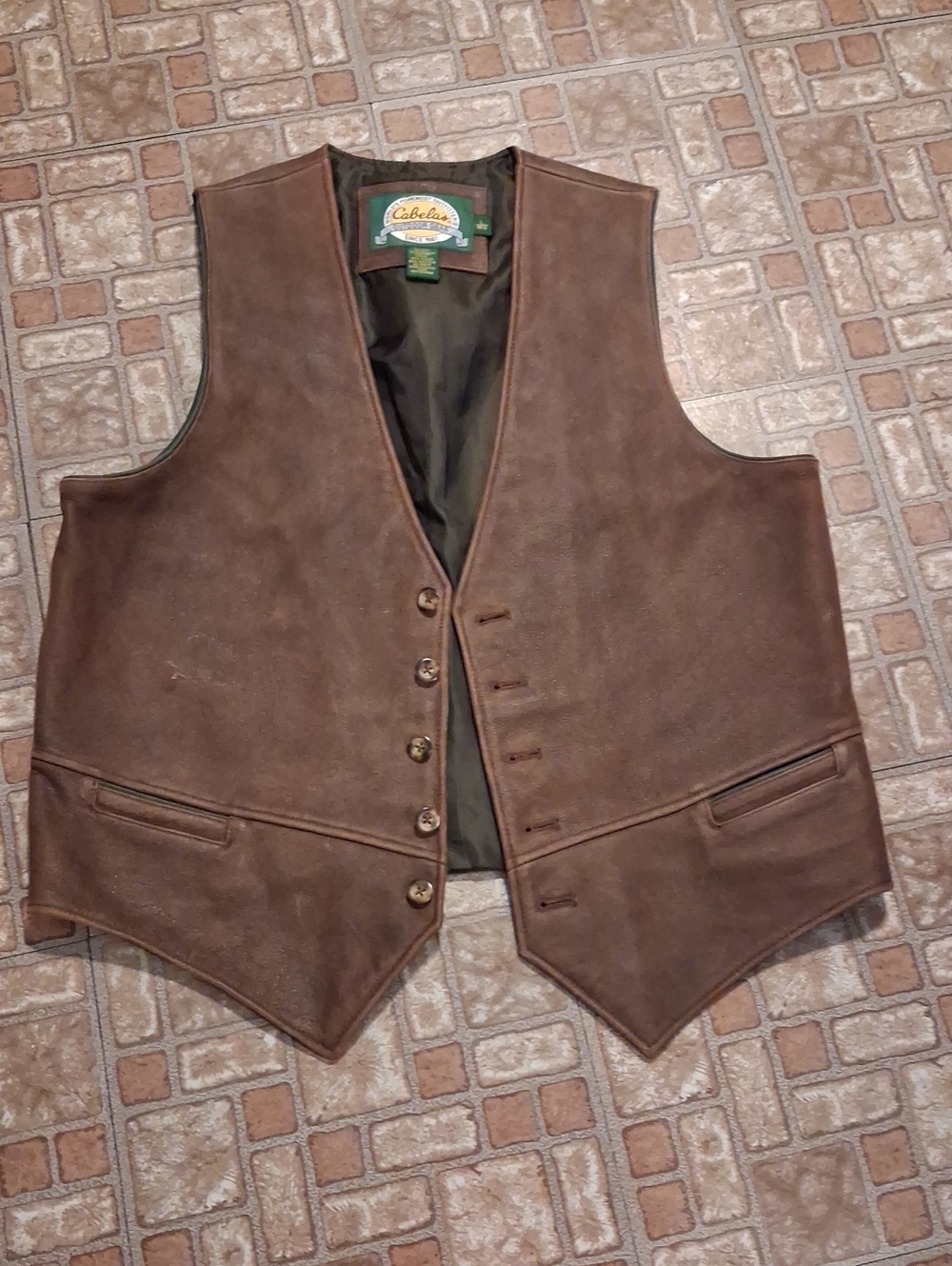 Cabela's Brown Suede Men's Button-Front Vest